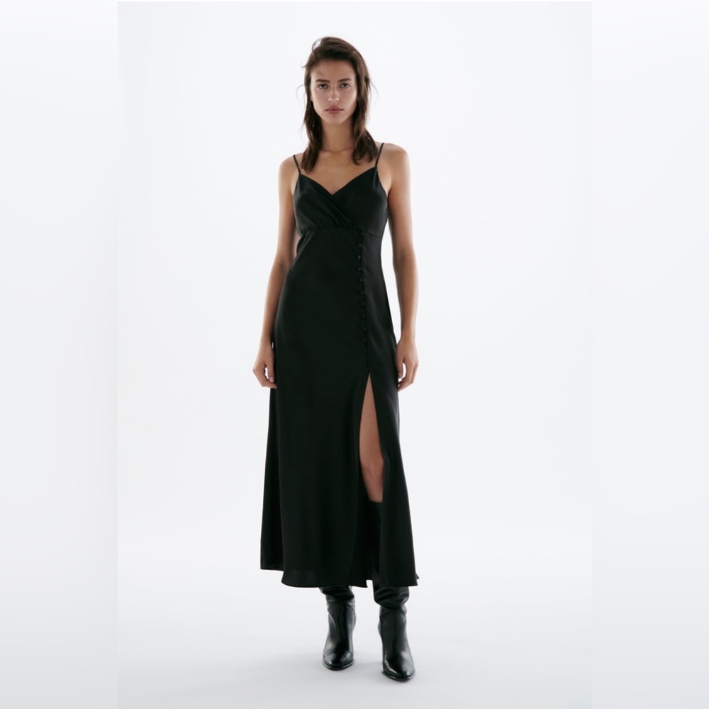 Black Satin Dress Size L